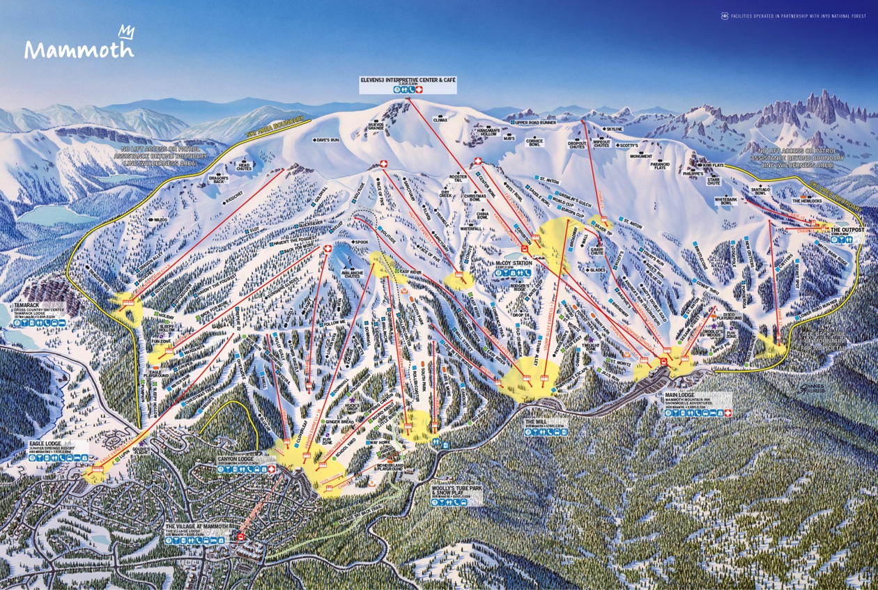 California Ski Maps Mammoth Mountain Ski Resort Trail Map